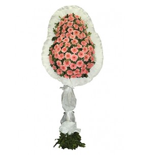 PEMBE GERBERA TEKLİ ÇELENK - ısparta çiçek siparişi